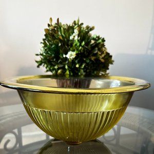 Art Deco Federal Glass "Golden Glow" Large Ribbed Mixing Bowl 1930's